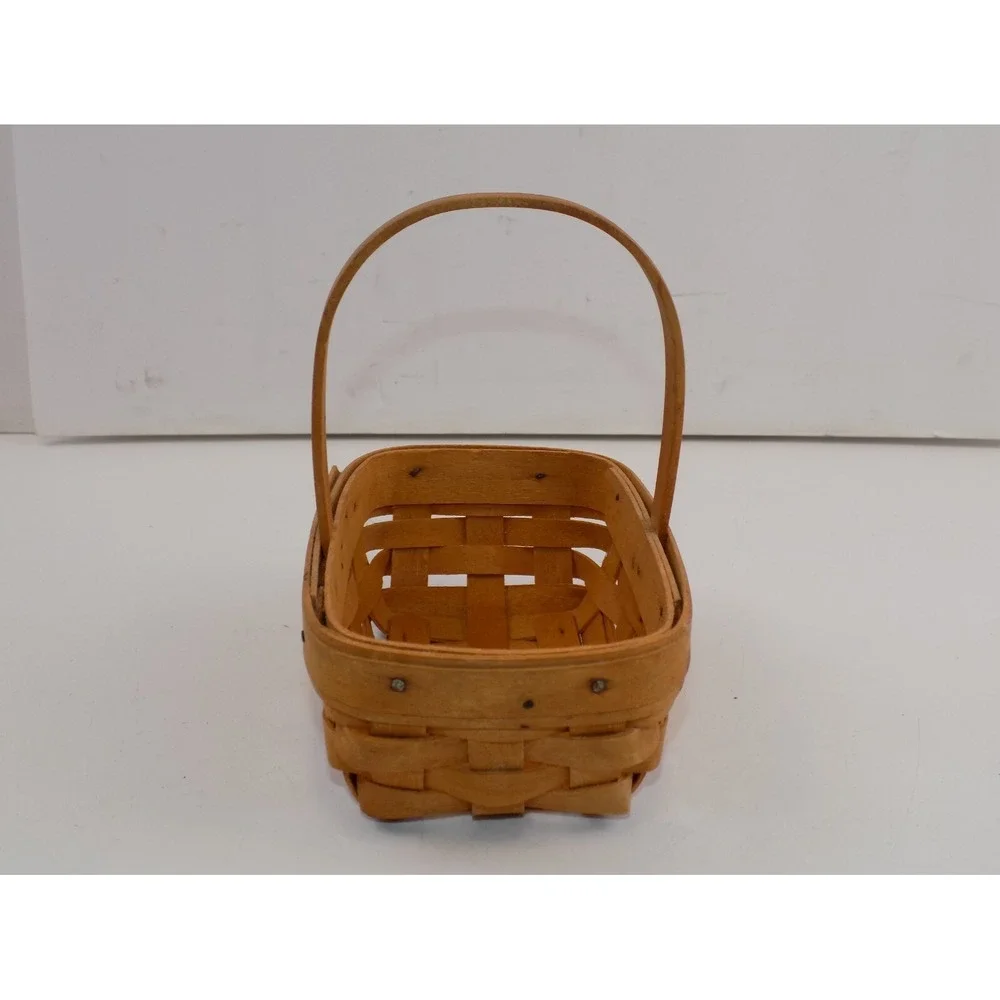 Parsley Booking Basket Woven Small Rectangle w/ Handle 1999 Longaberger Vintage